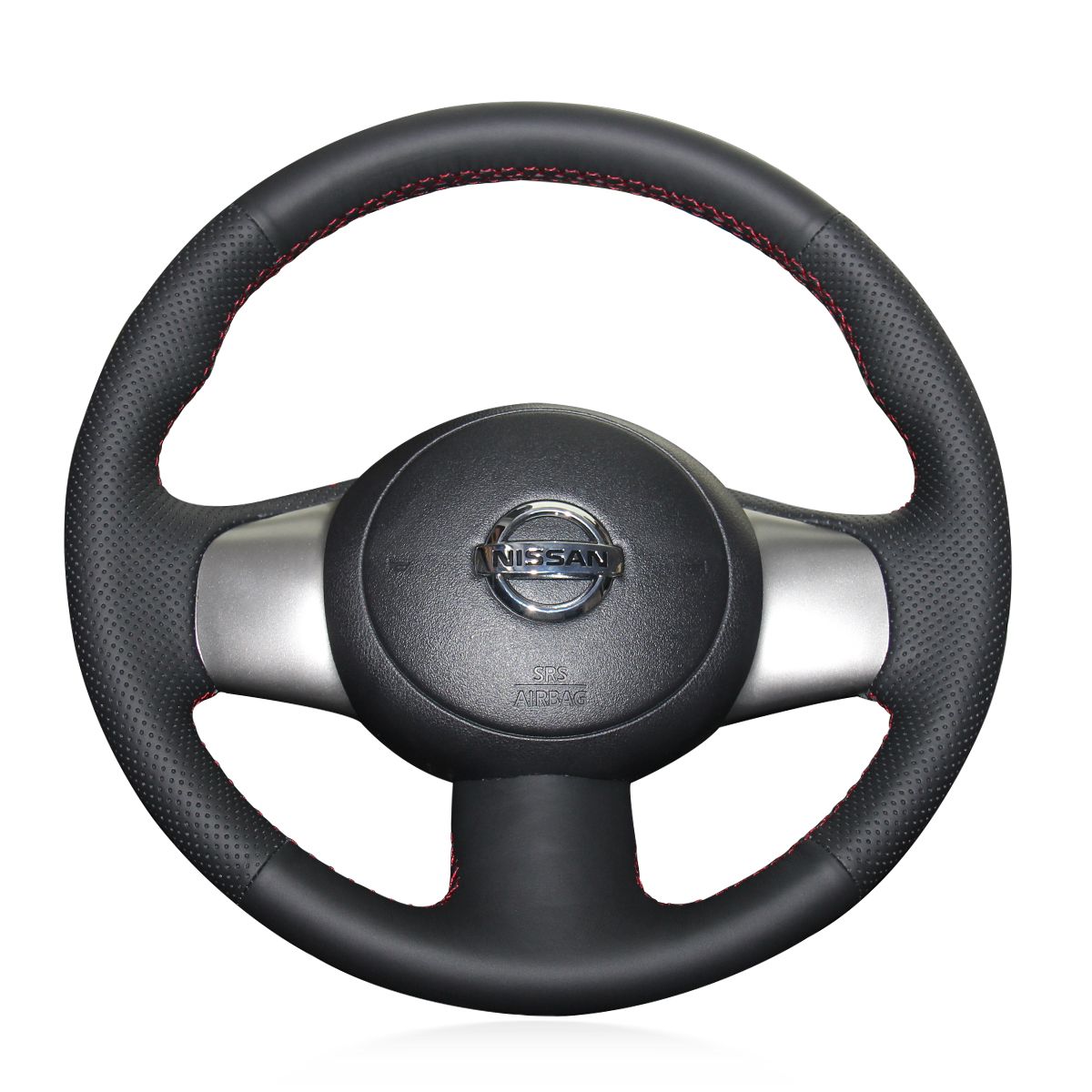 Loncky Auto Custom Fit OEM Black Genuine Leather Car Steering Wheel